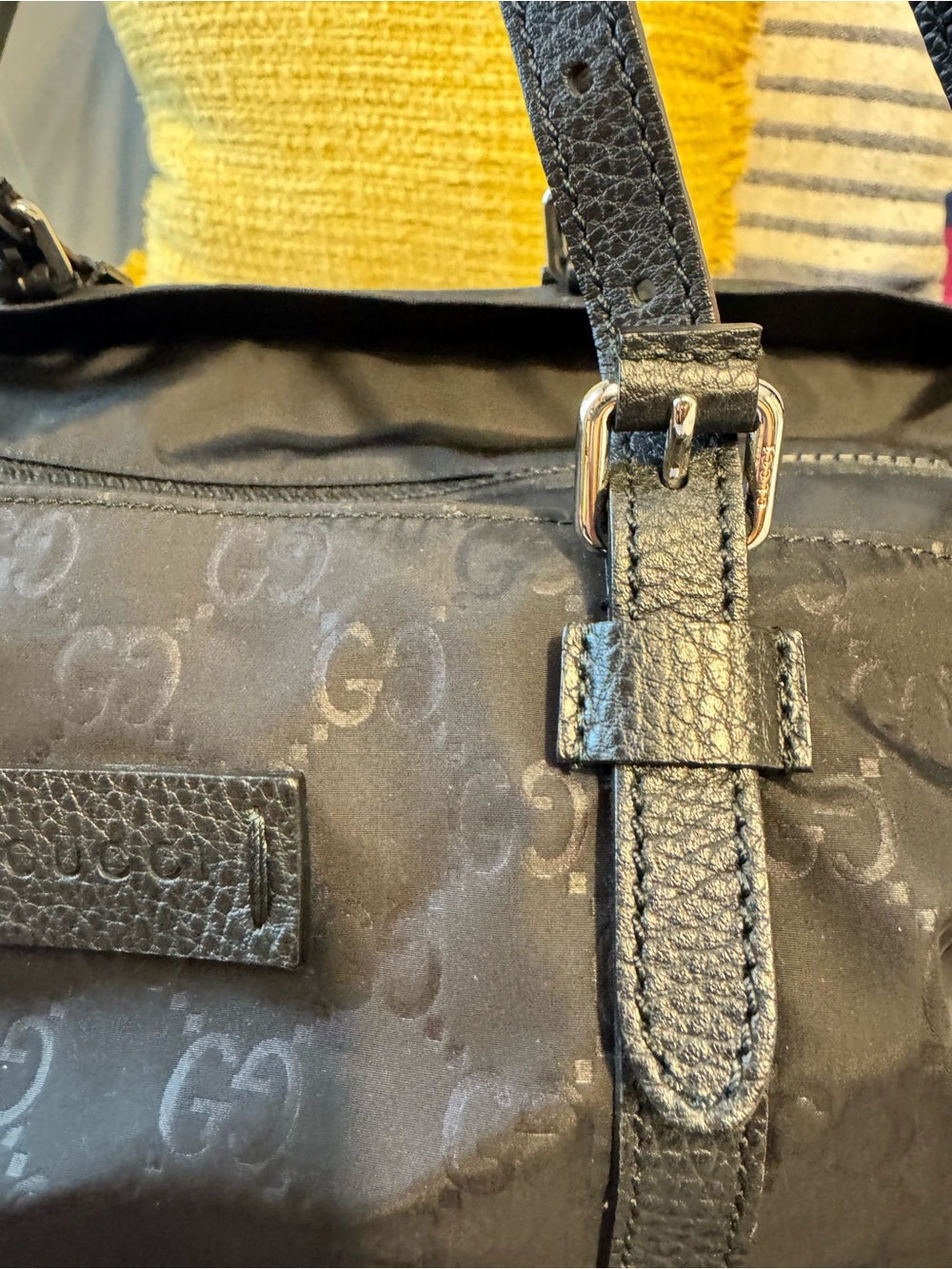 Authentic Gucci Black GG Monogram Nylon Crossbody Tote!!!! - Picture 8 of 16